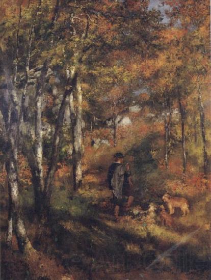 Pierre Renoir The Painter Jules Le Coeur walking his Dogs in the Forest of Fontainebleau Spain oil painting art